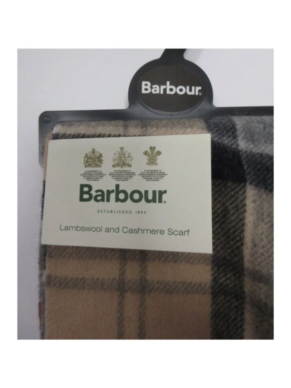 Barbour Scarf One erino Wool Cashmere Tartan Plaid Fringe NEW